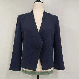 THEORY 4 Winola R Navy Drapey Crepe Corpcore Short Blazer Office Siren Academia